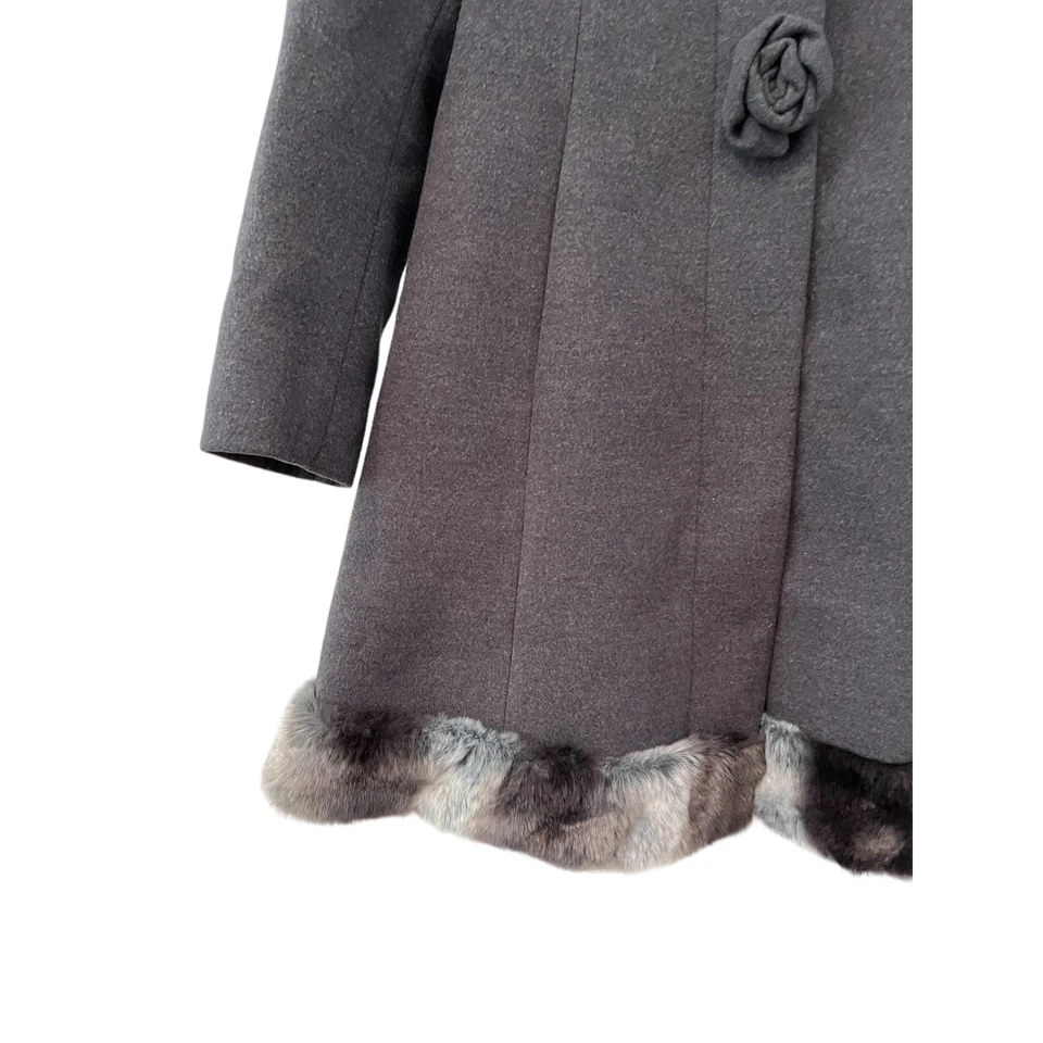 Rothschild Charcoal Gray Chinchilla Trim Hooded Skating Dress Jacket 8 - Image 2 of 4