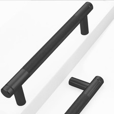 10 Pack 5 Inch 128 mm Bar Cabinet Pulls Black Knurled Handles for Matte Black...