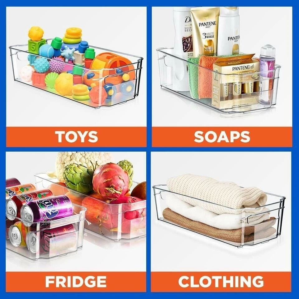 Conjunto de 6 caixas organizadoras de geladeira NutriChef - 5 geladeira larga e 1 bandeja de ovos - Imagem 3 de 4