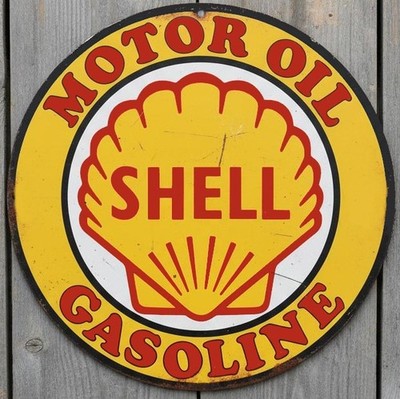 Shell Motor Oil & Gasoline 12'' Diameter Vintage Novelty Metal Sign Made In USA