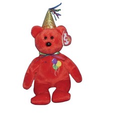 Ty Beanie Baby Happy birthday red - MWMT (Bear w/ Hat 2007)