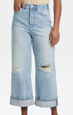 NEW Universal Thread Women's Mid-Rise Cropped Vintage Wide Leg Jeans Size 0