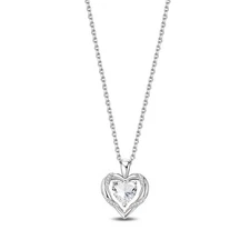 KUNSIR 925 Sterling Silver Twisted Heart Pendant Necklace For Women Bead Chain