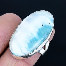 Enchanting Republic Larimar Gemstone 925 Sterling Silver Ring Size 7