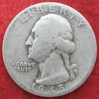 1945 D Washington Silver Quarter - Circulated - Actual Coin L774