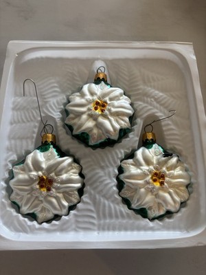 Vintage NOS Dayton Hudson Wreath Blown Glass Christmas Ornaments Green White Set