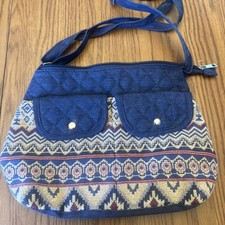 Canyon Sky southwest Aztec native tapestry needlepoint faux denim shoulder bag