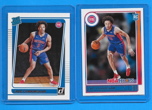 2021-22 Cade Cunningham Rookies Hoops # 201 + Donruss # 211 Detroit Pistons