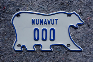 NUNAVUT Canada MOTORCYCLE Sample License Plate - POLAR BEAR
