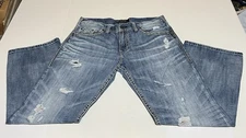 Silver Jeans Mens 38x32 Blue Zac Flap Distressed Denim 100% Cotton