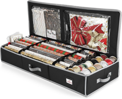 Hearth & Harbor Wrapping Paper Storage Container - Christmas Storage Bag with In