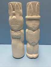 Ceramic Bisque Gentlemen And Ladie Rabbit Couple Ready To Paint For Easter