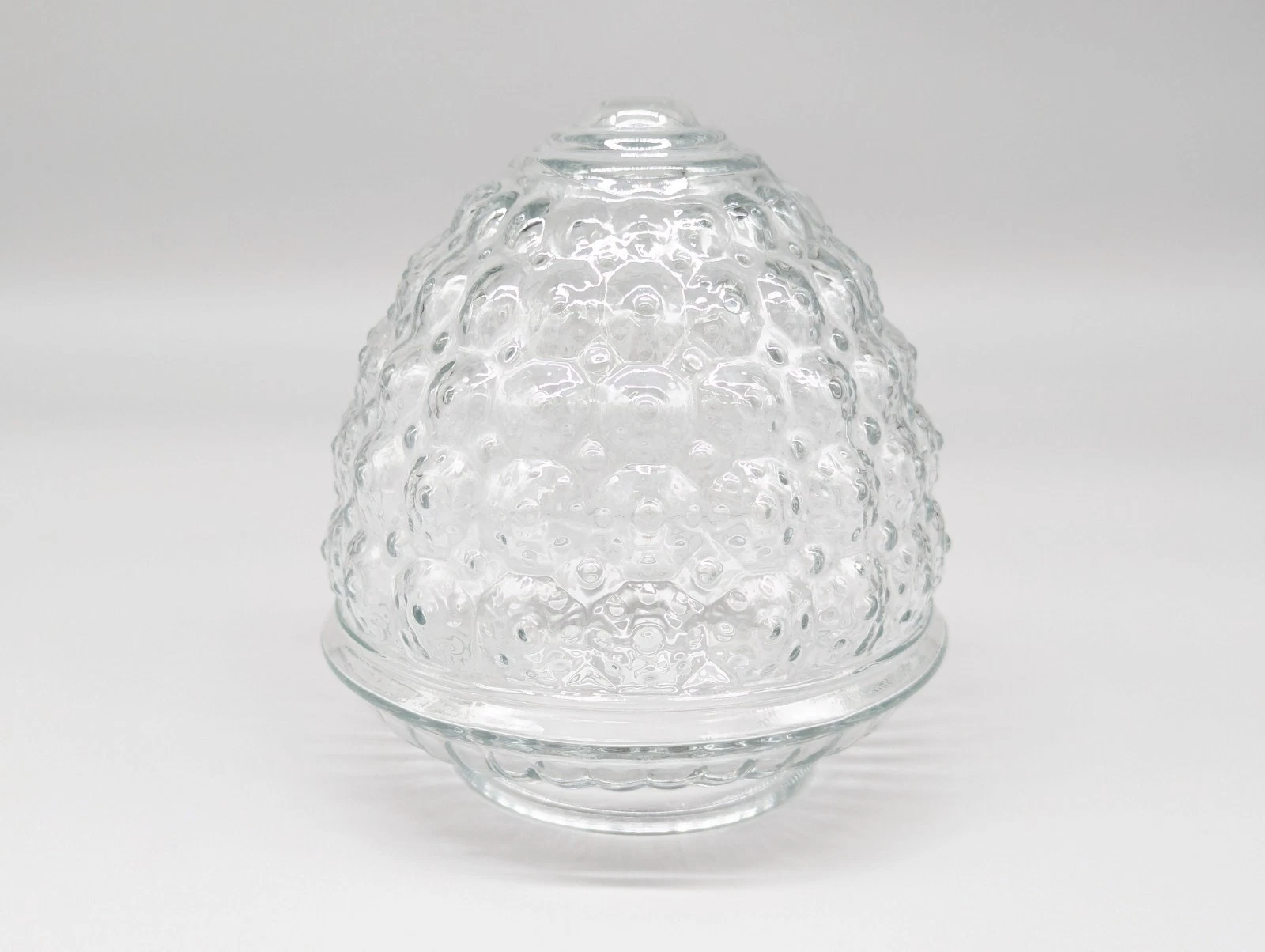 Vtg 1950's Clear Glass Acorn Beehive Hobnail Ceiling Light Shade 3 3 16 Fitter