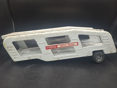 Vintage White Tonka Motor Mover Pressed Steel Car Carrier, Trailer Only. MG