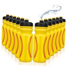 12 Pack Water Bottles Bulk 20 oz Reusable Squeeze Water Yellow Softball