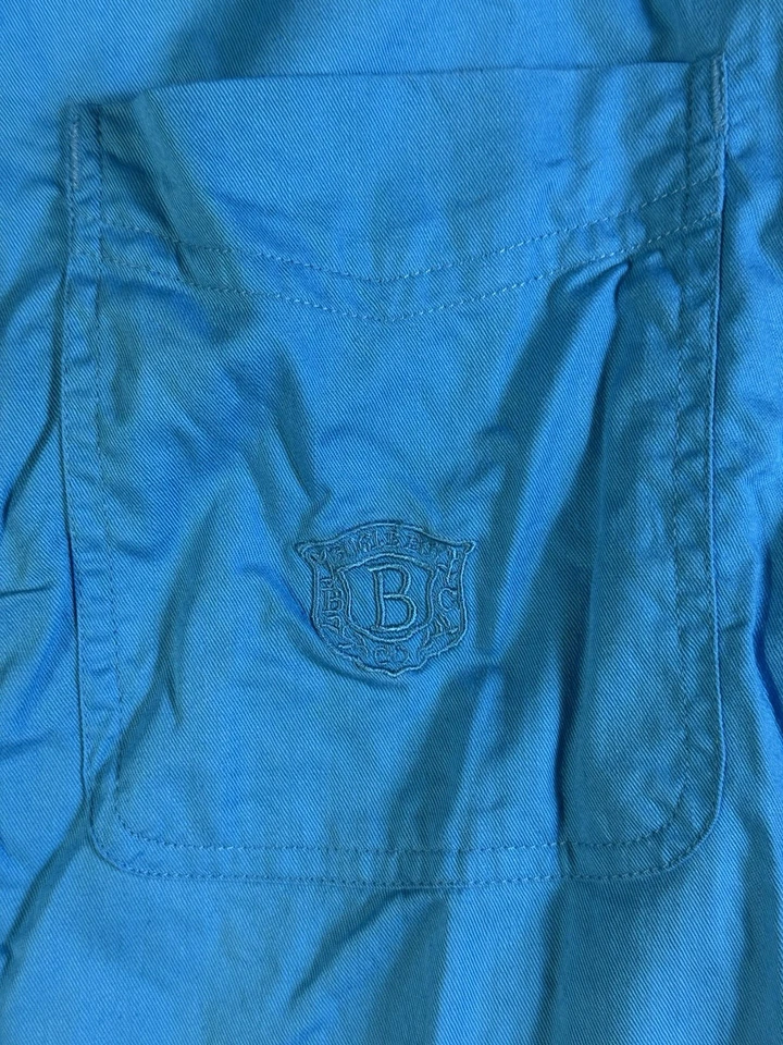 Vintage Bugle Boy Button Up Shirt Adult L Large Blue Crest Casual Mens w Pocket - Image 2 of 4