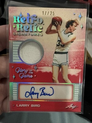 Leaf Glory of the Game /25 Larry Bird Game Used Retro Relic Signatures Auto Mem