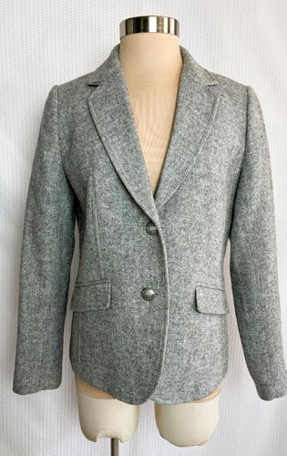 TALBOTS Size 8 Heather Gray Shetland Aberdeen Wool Blend Blazer 8