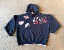 VTG Johnny Blaze Men's Embroidered Heavyweight Spell Out Hooded Sweatshirt - XXL