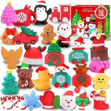 MOZACI Squishies, 25 Pack Mochi Squishy Toys - Christmas 2 inches, Multicolor