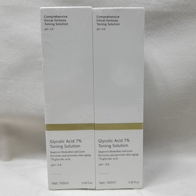 GLYCOLIC ACID 7% TONING SOLUTION Blemishes Acne Antiaging 3.38 oz  (PACK OF 2)