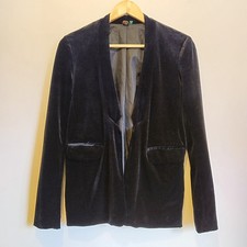 Farm Rio Black Velvet Goth Glam Soft Open Blazer Size Small