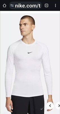 Nike Pro Dri-Fit Tight Fit Langarm Trainingsshirt weiß FB7919-100, Größe L