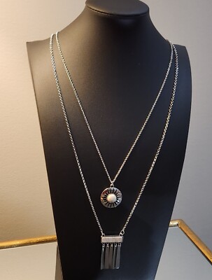 Paparazzi Silver Necklace- Sunburst Rustic- White- New