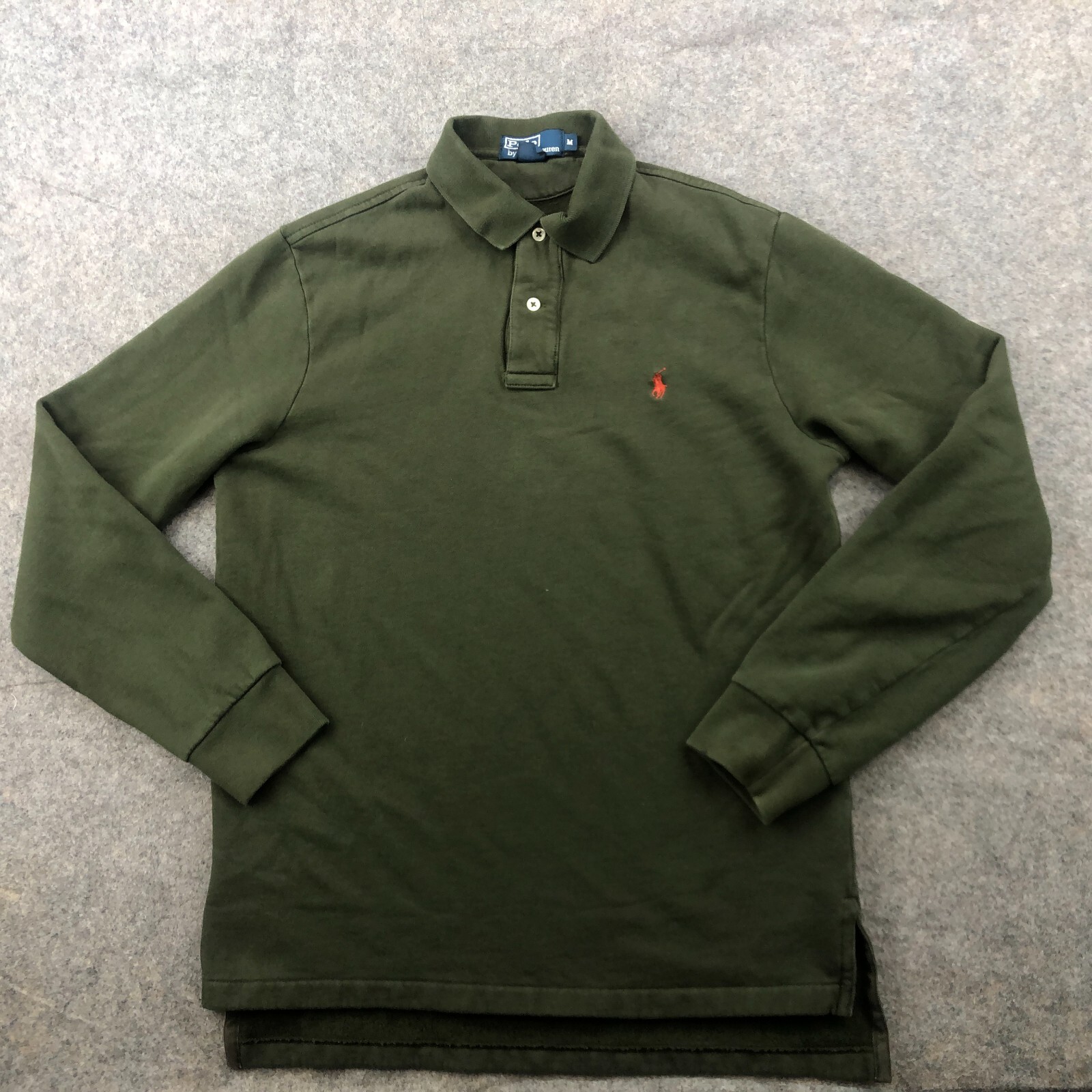 Polo Vintage Ralph Lauren Felpa Uomo Verde Medio Rosso Pony Polo Colletto