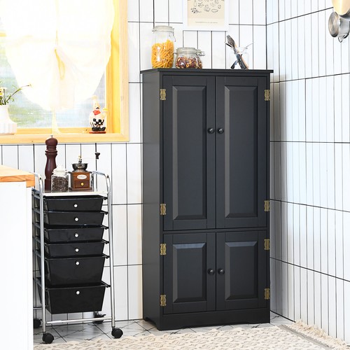 Accent Floor Storage Cabinet W/ Adjustable Shelves Antique 2-Door Black - Picture 5 of 11