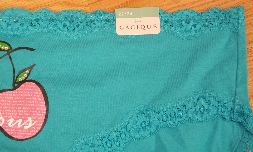Bragas hipster para mujer Cacique Lane Bryant verde azulado/rosa cerezas talla 22/24 Foto 2 de 4