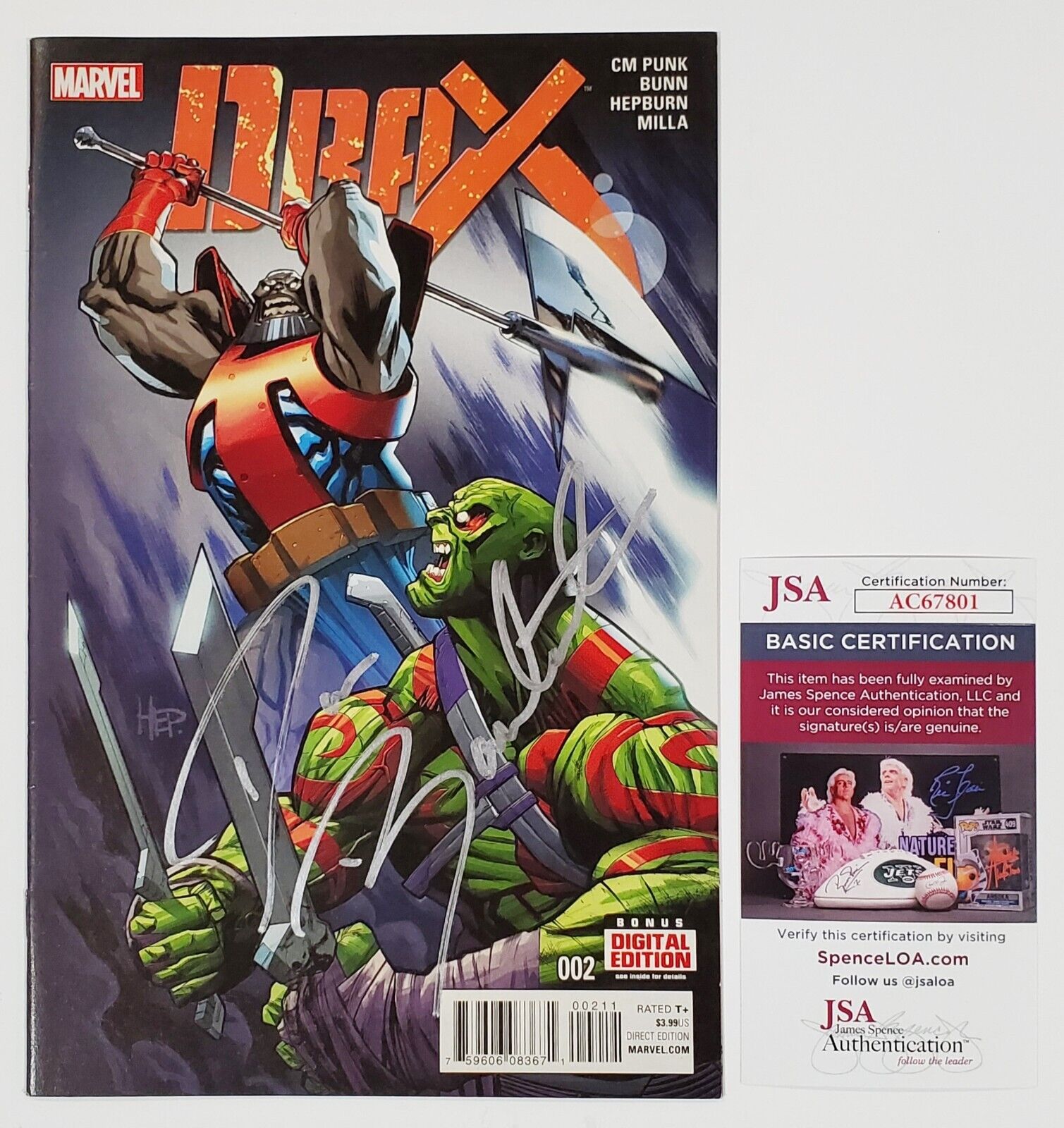 DAVE BAUTISTA SIGNED DRAX #1 COMIC BOOK SKOTTIE YOUNG VARIANT MARVEL +JSA  COA