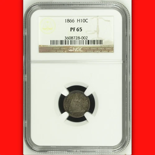 1866 NGC PR65 Mintage 10,000 + 625 Proof = 4th Lowest H10C 🔴 Seated Half Dime