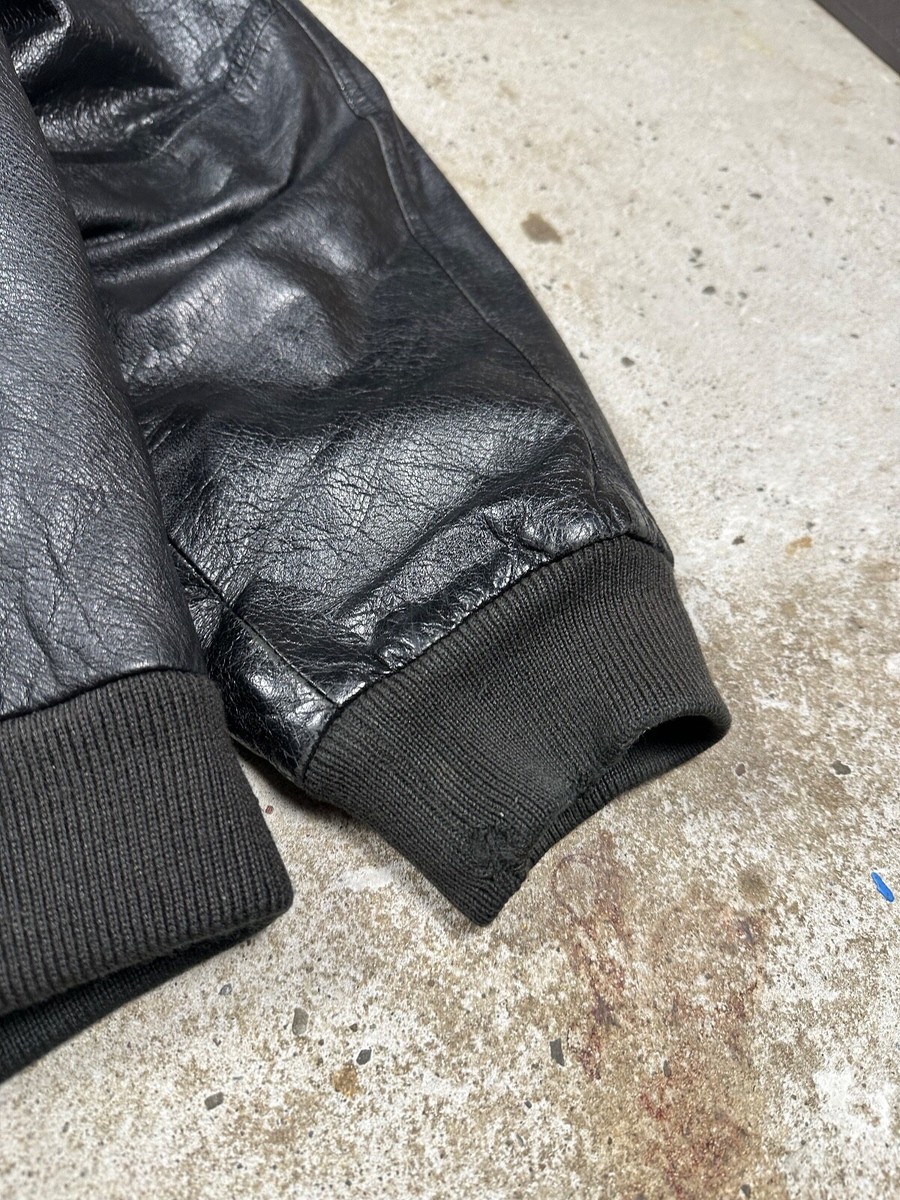 Vintage Y2K MA1 Leather Military Bomber Jacket Flyers Rare archive