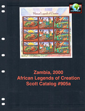 $13.50 Scott Value - 2000 ZAMBIA African Legends s/s Creation Fables MNH NH UMM