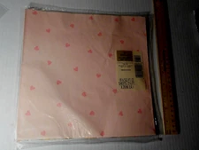 Vintage Hallmark Hearts Valentines  Gift Wrap Sealed 2 Sheets 8 1/3  Sq Ft