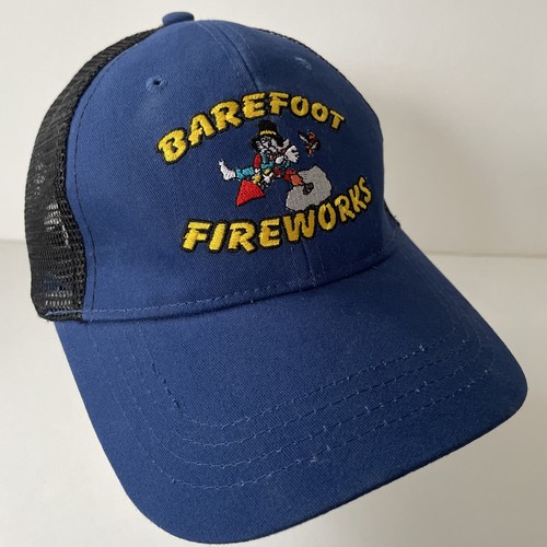 Barefoot Fireworks Mesh Snapback Baseball Cap Hat Blue Black - Picture 7 of 10