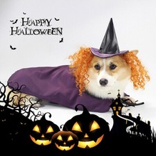 Funny Dog Pet Witch Cape Custome Cat Witches Outfit Clothes Suit Halloween Party