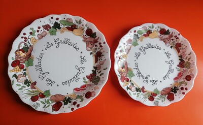Lot D'assiettes Vintage Arcopal – Les Grillades Barbecue Cochon – Verre Blanc