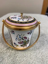 Halcyon Days Enamel Potpourri Basket. Victorian Flowers.