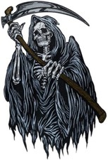 Biker Patch Reaper with Scythe Large Back embroidered Patch for Jackets sew on