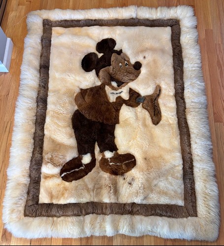 DISNEY MICKEY MOUSE ALPAKA WOLLE TEPPICH TEPPICH DECKE ÜBERWURF KUNST GOBELIN 45” X 35”