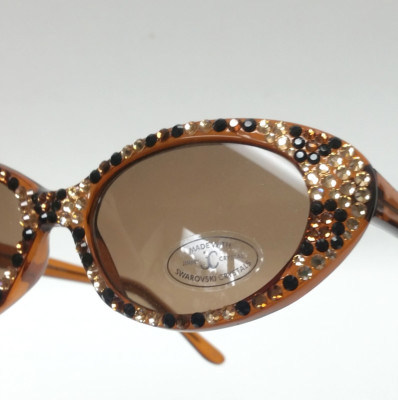 NEW JIMMY CRYSTAL women\'s tammi crystal cat eye sunglasses in brown tortoise Jimmy Crystal Sunglasses Brown Cat Eye with Swarovski  main image 2