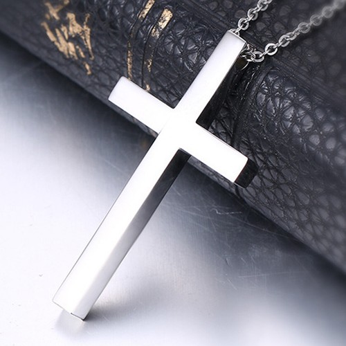 316L Stainless Steel Polishing Women Men's Silver Cross Pendant Necklace Chain - Imagen 5 de 6
