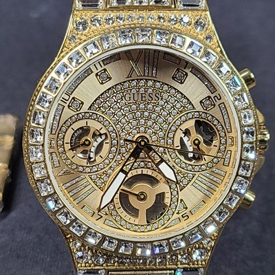 GUESS Ladies Moonlight Gold Tone Multi-function Watch Crystal Bezel GW0320L2