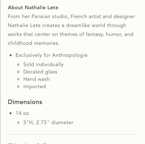 Anthropologie Nathalie Lete Twelve Days Weihnachten Saftglas Turteltauben NEU - Bild 4 von 4