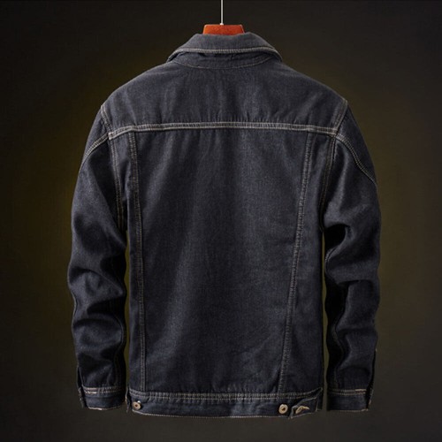 Men's Plus Size Denim Fleece Lined Trucker Jacket Button Up Coat - Picture 6 of 12