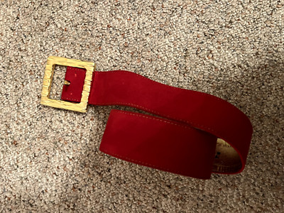 Vintage Carlisle Leather Red White Gold Chain Link Belt Large Carlisle Red Belts for Women for sale | eBay main image 4
