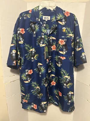FROSTY BAR UZZI HAWAIIAN SHIRT Embroidered Beer Mug Logo Put In Bay XL NWT