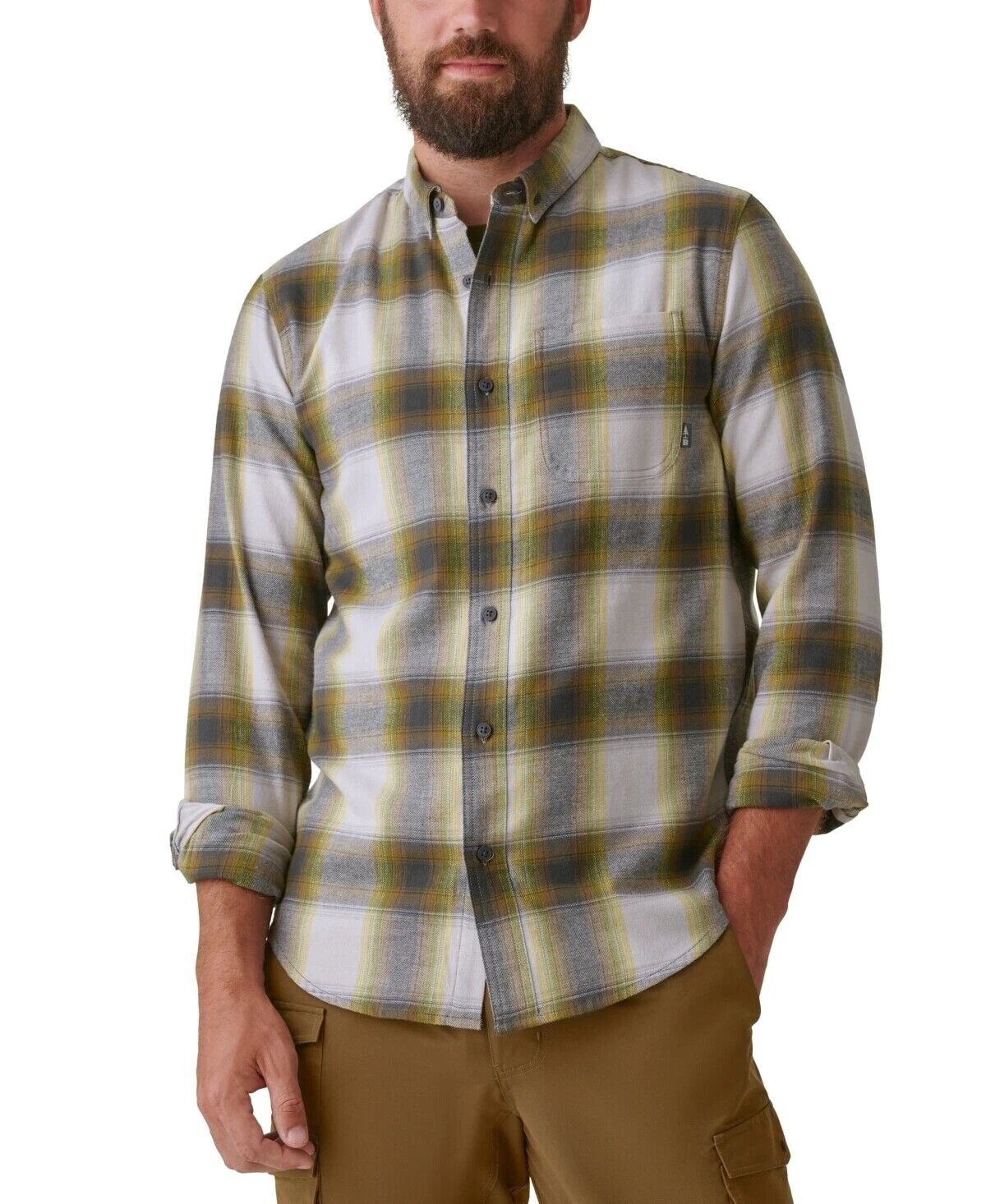 BASS OUTDOOR Men's Expedition Flannel Button Down Shirt Vapor Blue Plaid ,Small